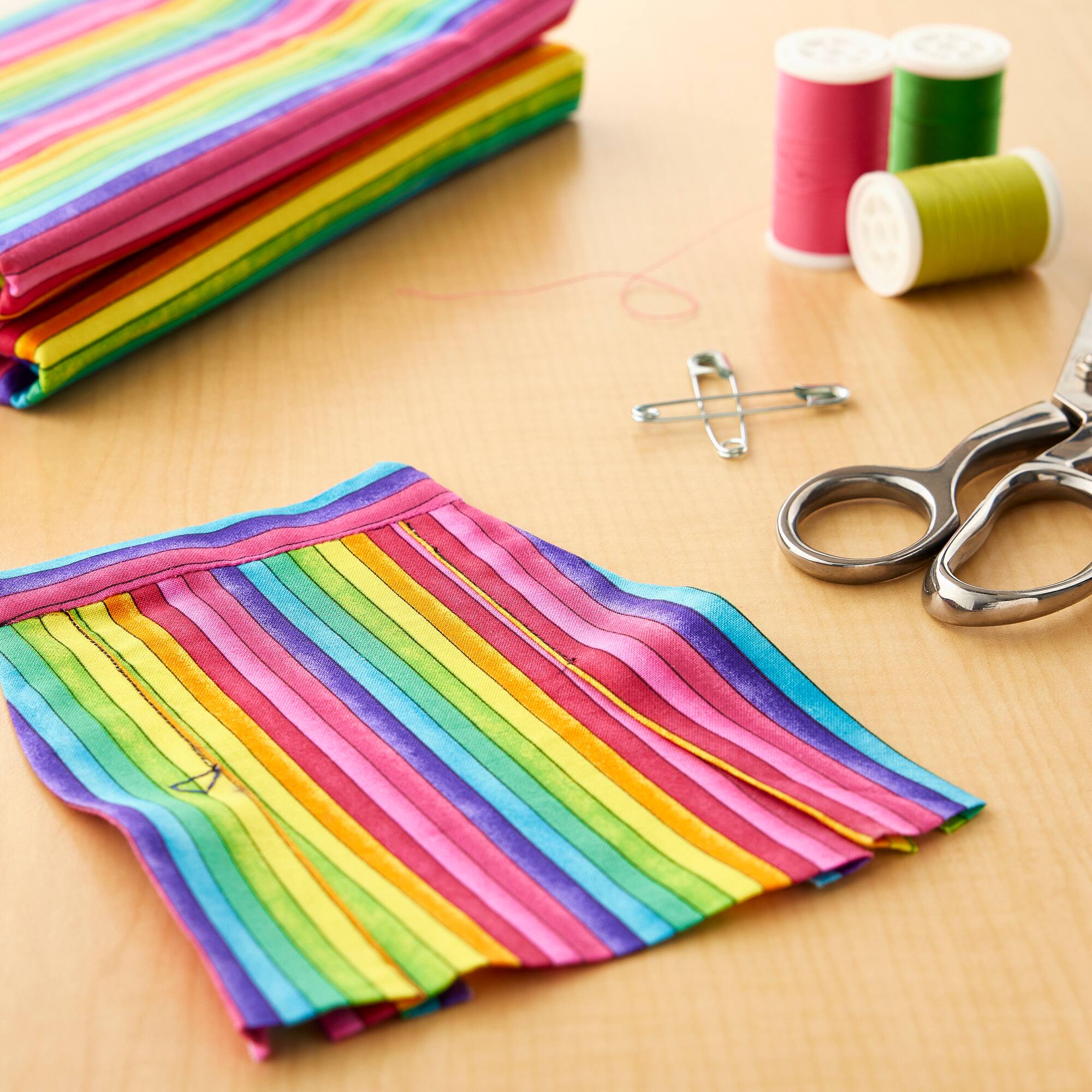 Fabric Traditions Multicolor Bright Stripes Cotton Fabric